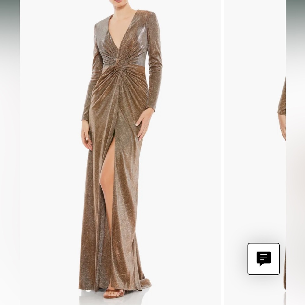 Mac Duggal Metallic Long Sleeve Dress